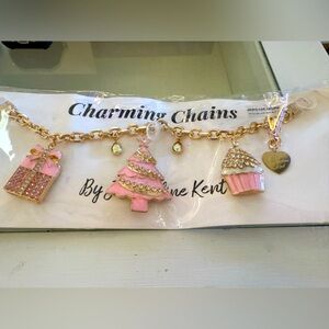 Christmas charms chain for purse, tumbler and more- Pink & Gold